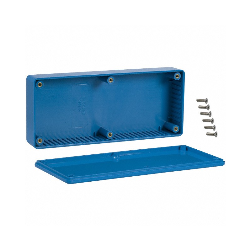 1 pcs : 1591HBU - Box Plastic Blue Cover Included 6.524' L x 2.787' W (165.71mm x 70.79mm) X 1.141' (28.98mm)