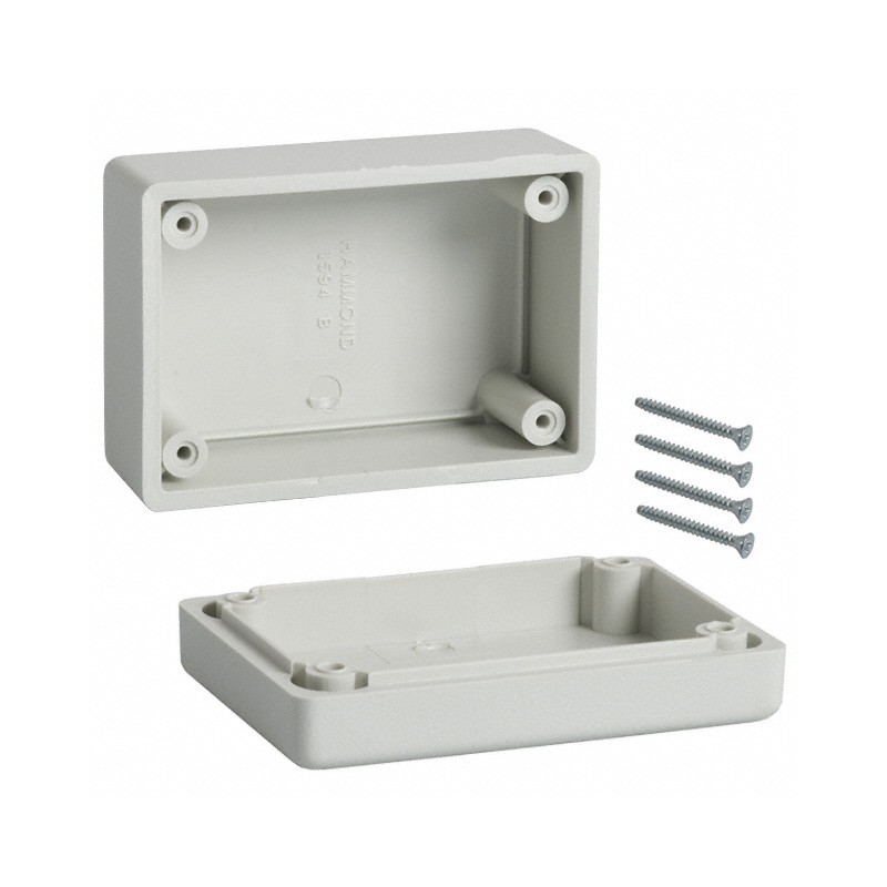 1 pcs : 1594BSGY - Box Plastic Gray Cover Included 3.189' L x 2.205' W (81.00mm x 56.00mm) X 1.578' (40.08mm)