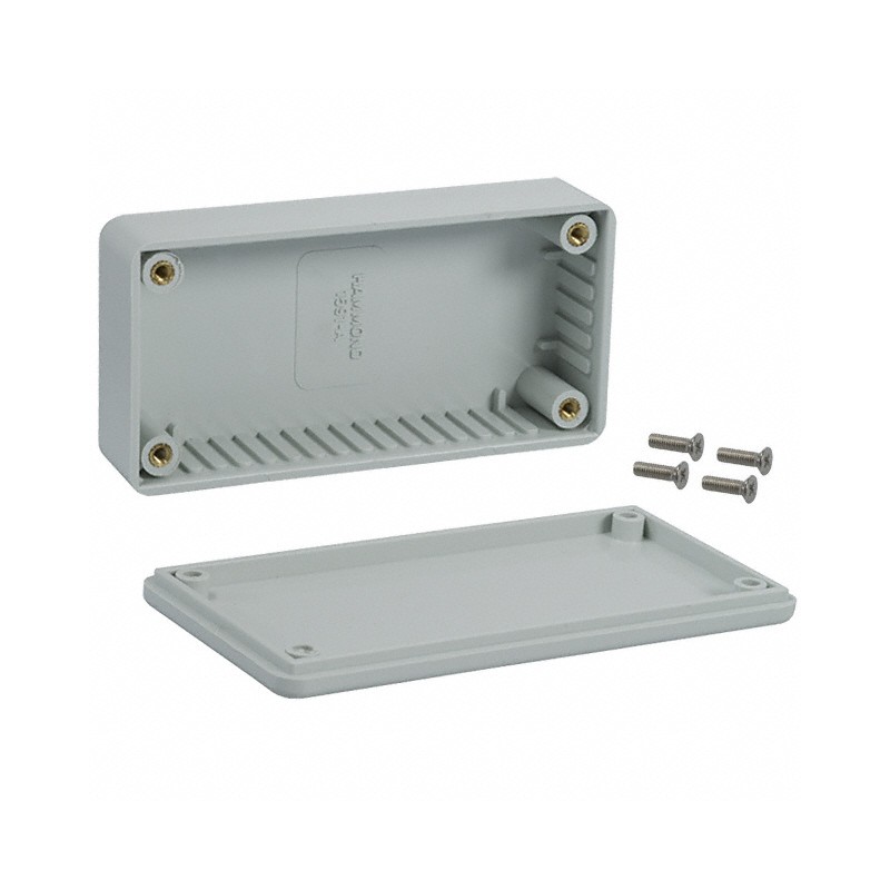 1 pcs : 1591AGY - Box Plastic Gray Cover Included 3.937' L x 1.969' W (100.00mm x 50.00mm) X 0.977' (24.82mm)