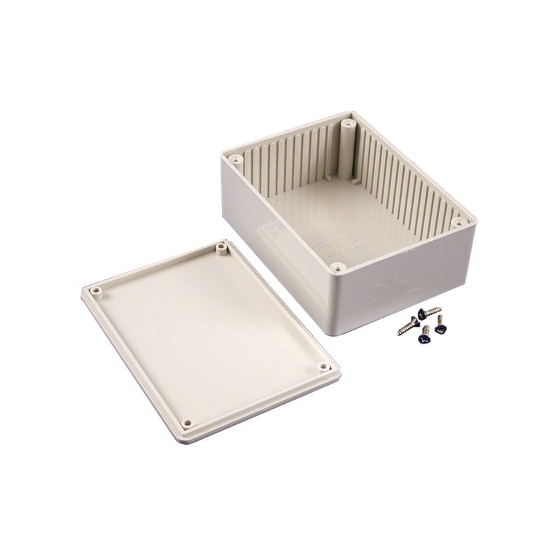 1 pcs : 1591SSGY - Box Plastic Gray Cover Included 4.335' L x 3.236' W (110.11mm x 82.19mm) X 1.732' (43.99mm)