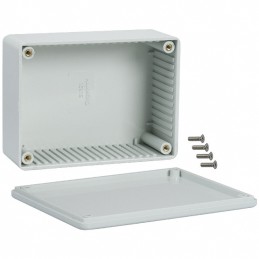 1 pcs : 1591SGY - Box Plastic Gray Cover Included 4.335' L x 3.236' W (110.11mm x 82.19mm) X 1.732' (43.99mm)