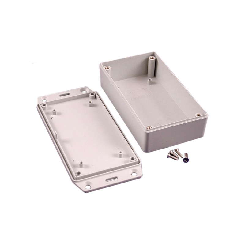 1 pcs : 1591XXBFLGY - Box Plastic Gray Cover Included 4.481' L x 2.493' W (113.82mm x 63.32mm) X 1.289' (32.74mm)