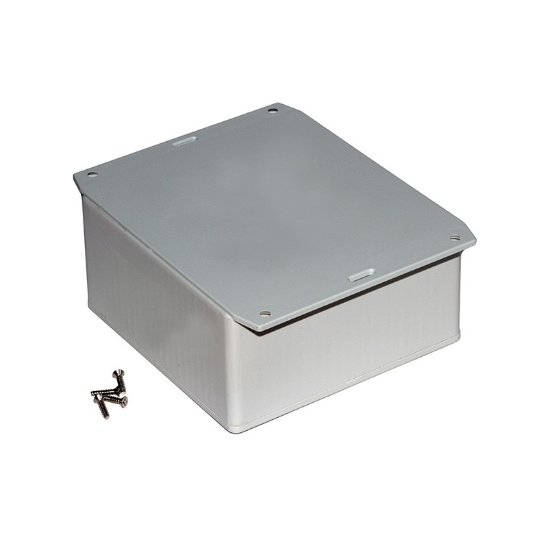 1 pcs : 1591UF2SGY - Box Plastic Gray Cover Included 4.707' L x 4.724' W (119.56mm x 119.99mm) X 2.381' (60.48mm)