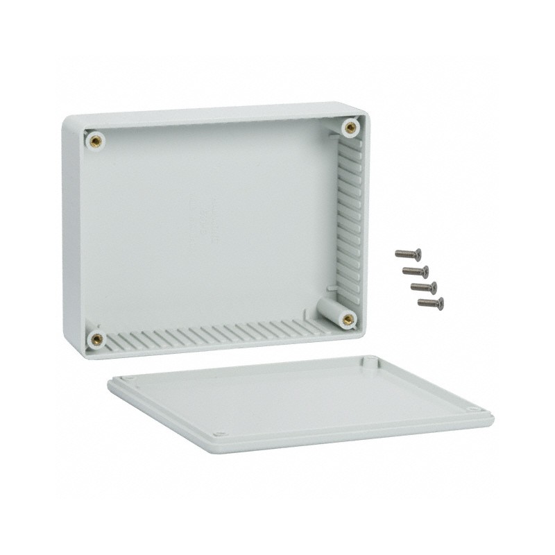 1 pcs : 1591GGY - Box Plastic Gray Cover Included 4.744' L x 3.685' W (120.50mm x 93.60mm) X 1.338' (33.99mm)