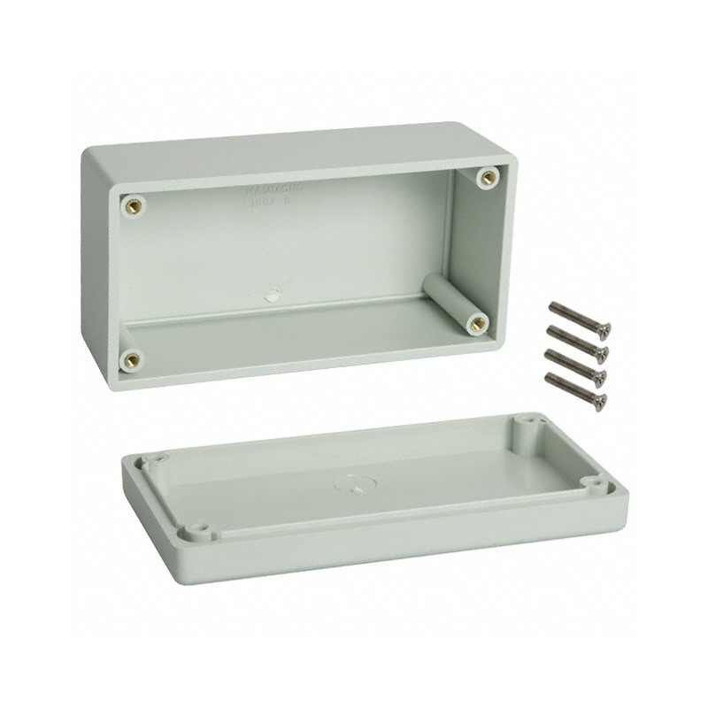 1 pcs : 1594DGY - Box Plastic Gray Cover Included 5.177' L x 2.610' W (131.50mm x 66.29mm) X 2.169' (55.09mm)