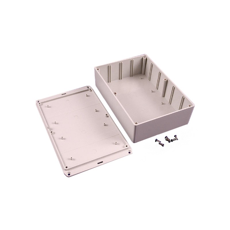 1 pcs : 1591XXFFLGY - Box Plastic Gray Cover Included 8.701' L x 5.906' W (221.01mm x 150.01mm) X 2.500' (63.50mm)
