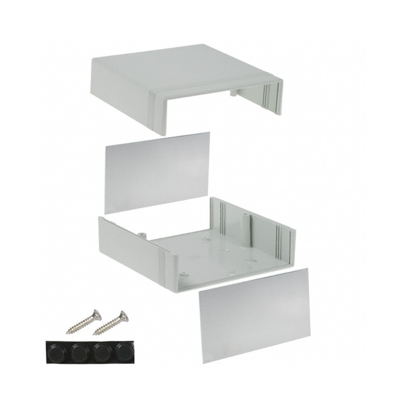 1 pcs : 1598ESGY - Box Plastic Gray Split Sides and End Panel(s) 6.313' L x 6.246' W (160.35mm x 158.65mm) X 3.354' (85.19mm)
