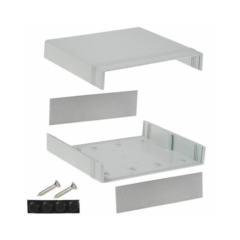 1 pcs : 1598DSGY - Box Plastic Gray Split Sides and End Panel(s) 8.075' L x 7.077' W (205.11mm x 179.76mm) X 2.488' (63.20mm)