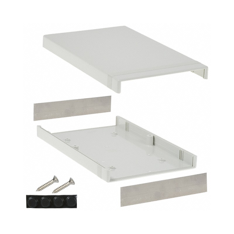 1 pcs : 1598FSGY - Box Plastic Gray Split Sides and End Panel(s) 9.831' L x 6.270' W (249.71mm x 159.26mm) X 1.610' (40.89mm)