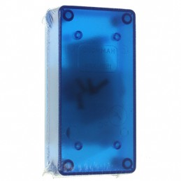 1 pcs : 1591XXATBU - Box Plastic Translucent - Blue Cover Included 3.972' L x 2.023' W (100.89mm x 51.38mm) X 1.053' (26.75mm)