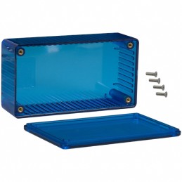 1 pcs : 1591CTBU - Box Plastic Translucent - Blue Cover Included 4.724' L x 2.559' W (120.00mm x 65.00mm) X 1.567' (39.80mm)