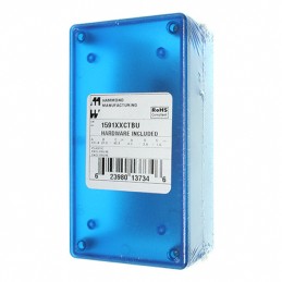 1 pcs : 1591XXCTBU - Box Plastic Translucent - Blue Cover Included 4.781' L x 2.636' W (121.44mm x 66.95mm) X 1.644' (41.76mm)
