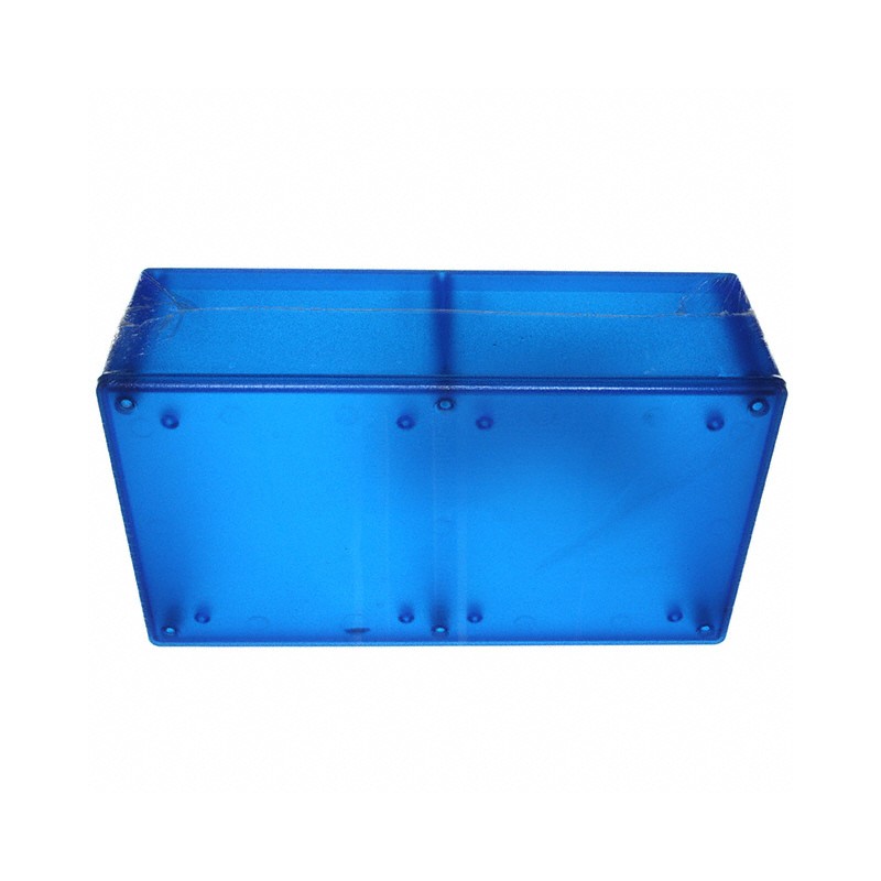 1 pcs : 1591XXETBU - Box Plastic Translucent - Blue Cover Included 7.615' L x 4.465' W (193.42mm x 113.41mm) X 2.470' (62.74mm)