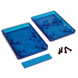 1 pcs : 1593STBU - Box Plastic Translucent - Blue Hand Held, End Panel and Cover 3.622' L x 2.618' W (92.00mm x 66.50mm) X 0.827