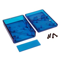 1 pcs : 1593PTBU - Box Plastic Translucent - Blue Hand Held, End Panel and Cover 3.622' L x 2.618' W (92.00mm x 66.50mm) X 1.098