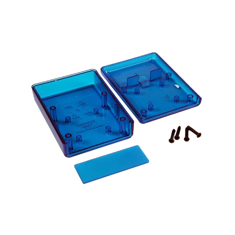 1 pcs : 1593PTBU - Box Plastic Translucent - Blue Hand Held, End Panel and Cover 3.622' L x 2.618' W (92.00mm x 66.50mm) X 1.098