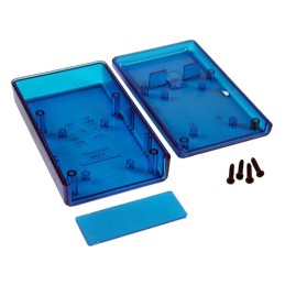 1 pcs : 1593QTBU - Box Plastic Translucent - Blue Hand Held, End Panel and Cover 4.409' L x 2.618' W (111.99mm x 66.50mm) X 1.10