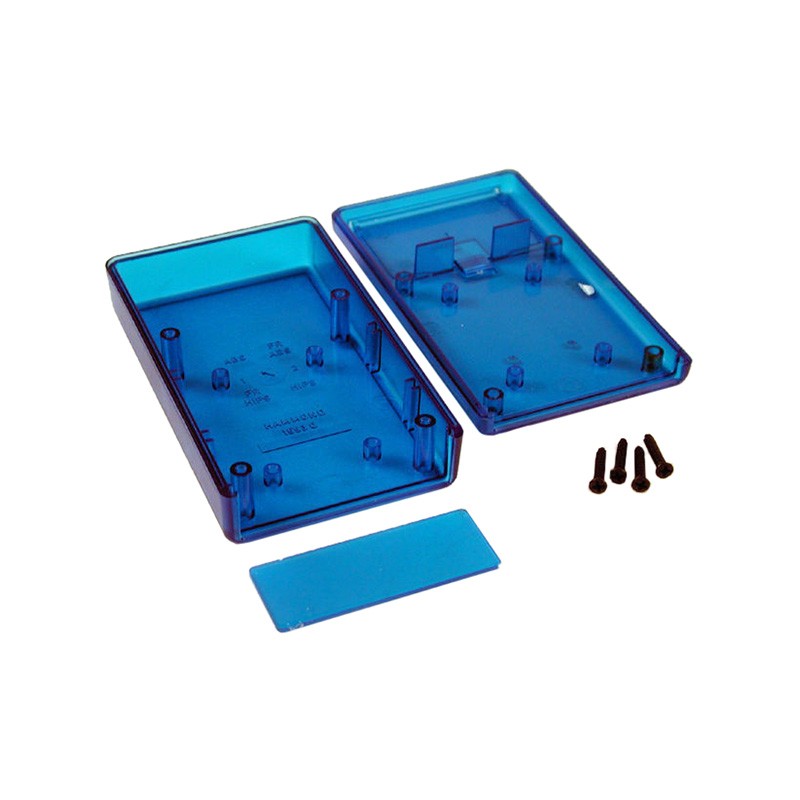 1 pcs : 1593QTBU - Box Plastic Translucent - Blue Hand Held, End Panel and Cover 4.409' L x 2.618' W (111.99mm x 66.50mm) X 1.10