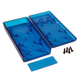 1 pcs : 1593YTBU - Box Plastic Translucent - Blue Hand Held, End Panel and Cover 5.512' L x 2.598' W (140.00mm x 65.99mm) X 1.10