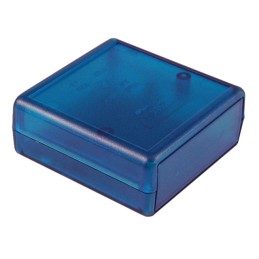 1 pcs : 1593KTBU - Box Plastic Translucent - Blue Hand Held, Split Sides and End Panel(s) 2.647' L x 2.607' W (67.23mm x 66.22mm
