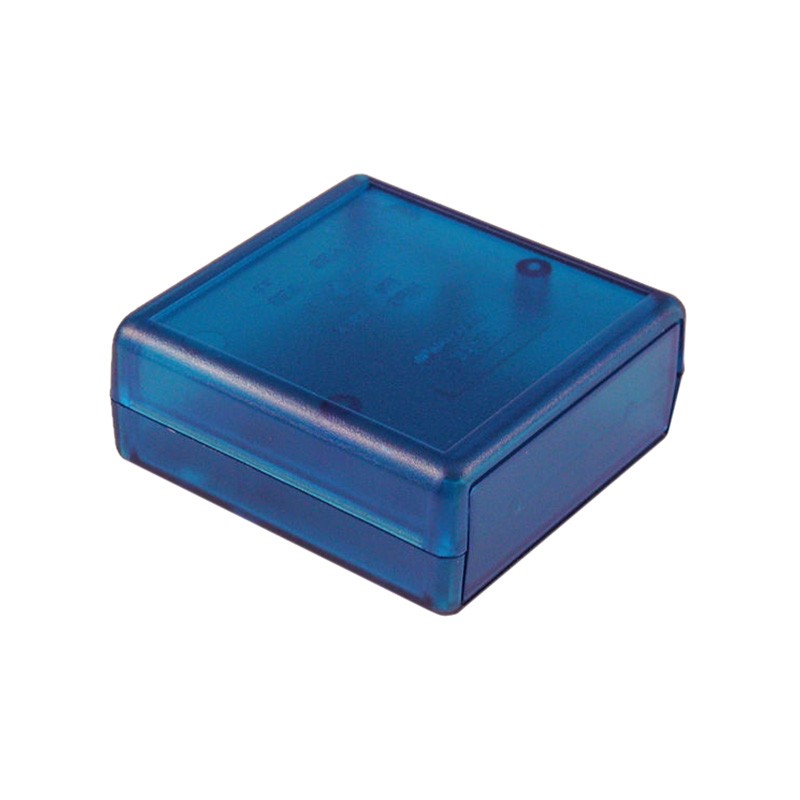 1 pcs : 1593KTBU - Box Plastic Translucent - Blue Hand Held, Split Sides and End Panel(s) 2.647' L x 2.607' W (67.23mm x 66.22mm