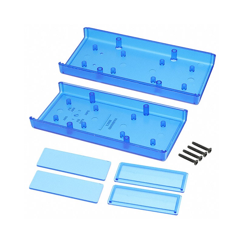 1 pcs : 1593XTBU - Box Plastic Translucent - Blue Hand Held, Split Sides and End Panel(s) 5.521' L x 2.607' W (140.23mm x 66.22m