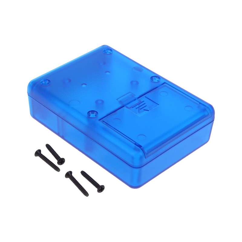 1 pcs : 1593PALTBU - Box Plastic Translucent - Blue Split Sides and End Panel(s) 3.620' L x 2.620' W (91.95mm x 66.55mm) X 1.100