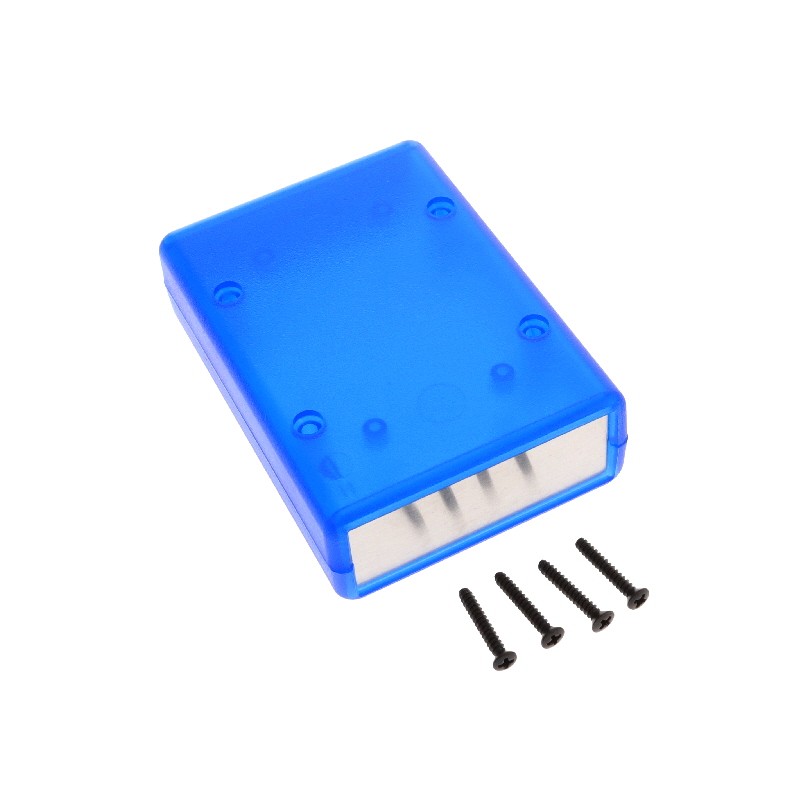 1 pcs : 1593LALTBU - Box Plastic Translucent - Blue Split Sides and End Panel(s) 3.630' L x 2.610' W (92.20mm x 66.29mm) X 1.100