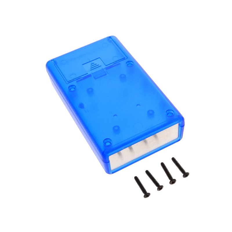 1 pcs : 1593QALTBU - Box Plastic Translucent - Blue Split Sides and End Panel(s) 4.410' L x 2.620' W (112.01mm x 66.55mm) X 1.10