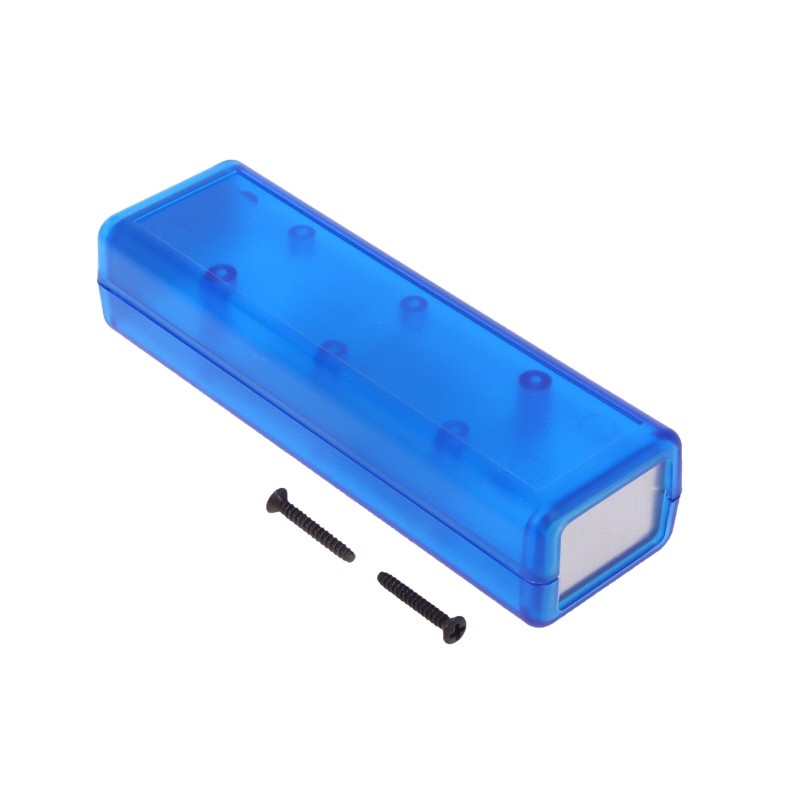 1 pcs : 1593DALTBU - Box Plastic Translucent - Blue Split Sides and End Panel(s) 4.490' L x 1.410' W (114.05mm x 35.81mm) X 1.02
