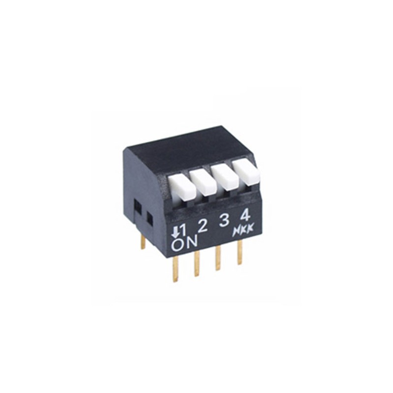 5 pcs - NKK Switches 4 Way PCB, Through Hole Piano Dip Switch SPST, Piano Actuator