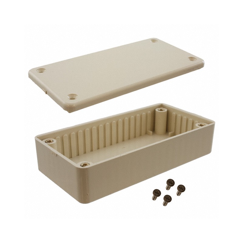 1 pcs : 1591ABG - Box Plastic, ABS Beige Cover Included 3.937' L x 1.969' W (100.00mm x 50.00mm) X 0.977' (24.82mm)