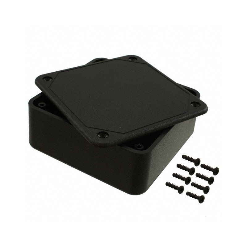 1 pcs : CU-3242 - Box Plastic, ABS Black Cover Included 3.354' L x 3.354' W (85.19mm x 85.19mm) X 1.350' (34.29mm)