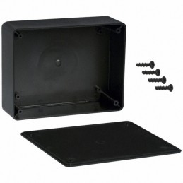 1 pcs : CU-387 - Box Plastic, ABS Black Cover Included 5.594' L x 4.344' W (142.09mm x 110.34mm) X 1.840' (46.74mm)