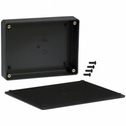 1 pcs : CUR-3287 - Box Plastic, ABS Black Cover Included 6.112' L x 4.612' W (155.24mm x 117.14mm) X 1.356' (34.44mm)