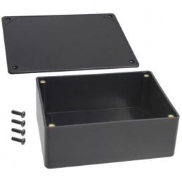 1 pcs : CUR-3283 - Box Plastic, ABS Black Cover Included 6.112' L x 4.612' W (155.24mm x 117.14mm) X 2.356' (59.84mm)