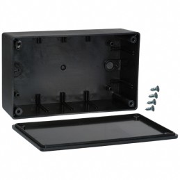 1 pcs : 707 - Box Plastic, ABS Black Cover Included 6.250' L x 3.750' W (158.75mm x 95.25mm) X 2.000' (50.80mm)