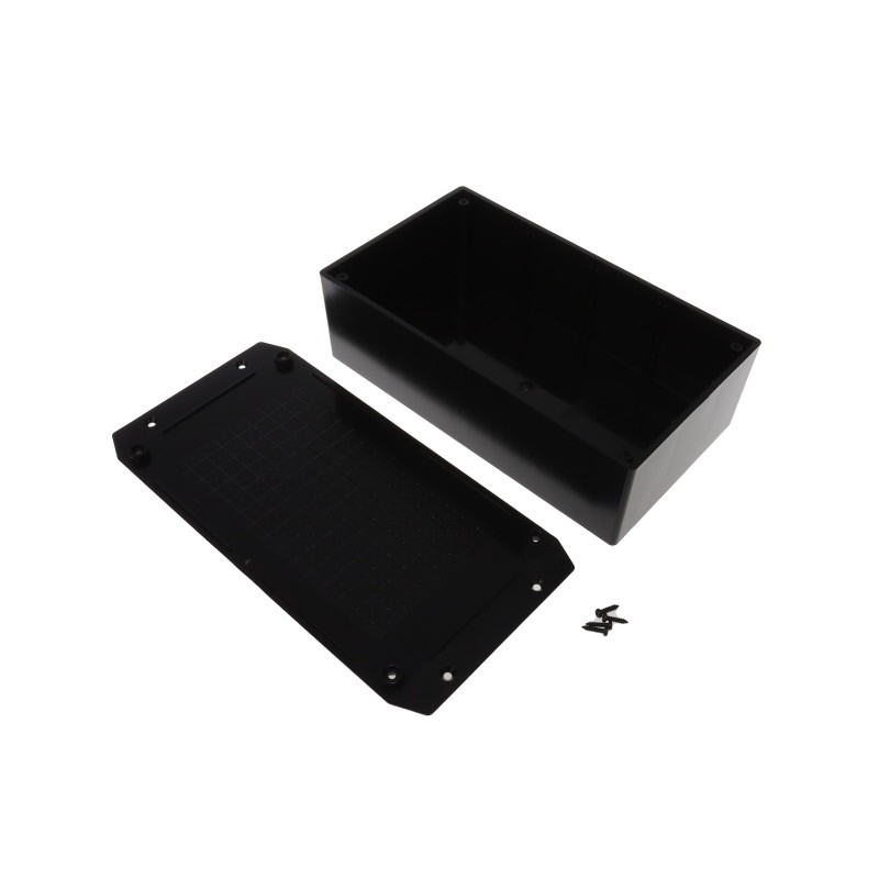 1 pcs : CU-1947-MB - Box Plastic, ABS Black Cover Included 7.772' L x 4.449' W (197.41mm x 113.00mm) X 2.481' (63.02mm)