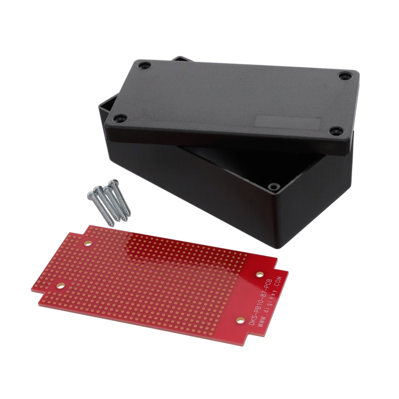 1 pcs : DKS-PB10-87 - Box Plastic, ABS Black Cover Included, Lid 4.500' L x 2.300' W (114.30mm x 58.42mm) X