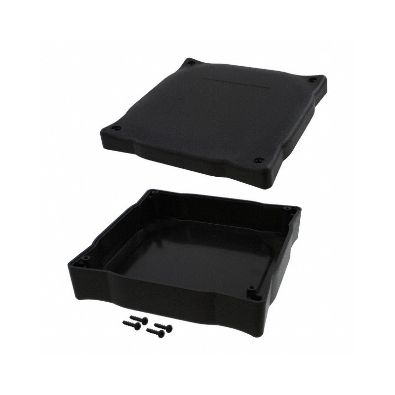 1 pcs : HH-3550 - Box Plastic, ABS Black Hand Held, Split Sides 4.500' L x 4.500' W (114.30mm x 114.30mm) X 1.510' (38.35mm)