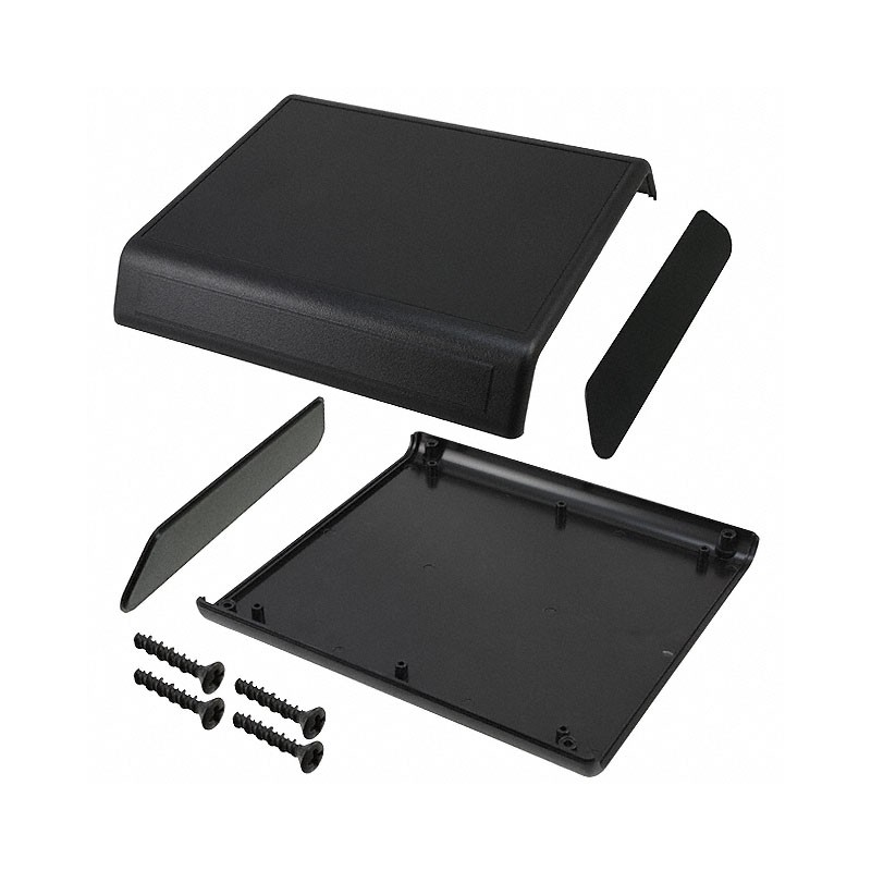 1 pcs : PC-11565 - Box Plastic, ABS Black Hand Held, Split Sides and End Panel(s) 6.766' L x 6.260' W (171.86mm x 159.00mm) X 1.