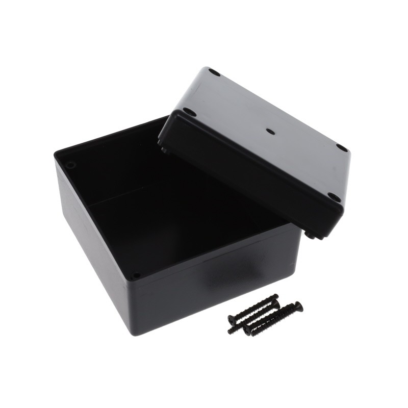 1 pcs : CU-1472 - Box Plastic, ABS Black Split Sides 3.102' L x 3.102' W (78.79mm x 78.79mm) X 2.090' (53.09mm)