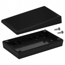 1 pcs : 15S,BK - Box Plastic, ABS Black Split Sides and Slanted Top 5.630' L x 3.250' W (143.00mm x 82.55mm) X 1.510' (38.35mm)