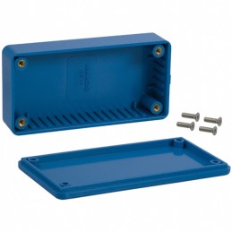 1 pcs : 1591ABU - Box Plastic, ABS Blue Cover Included 3.937' L x 1.969' W (100.00mm x 50.00mm) X 0.977' (24.82mm)