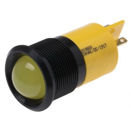 1 pcs - RS PRO Yellow Panel Mount Indicator, 22mm Mounting Hole Size, Solder Tab Termination