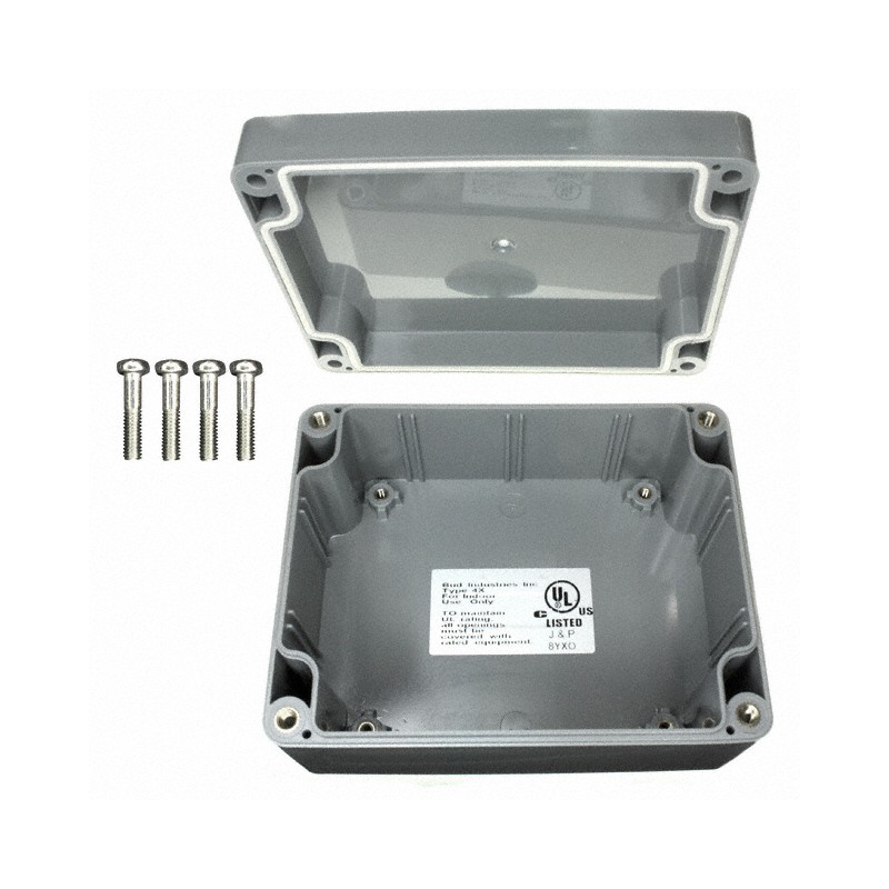 1 pcs : PN-1323-DG - Box Plastic, ABS Gray Cover Included 4.528' L x 3.543' W (115.01mm x 89.99mm) X 2.165' (55.00mm)