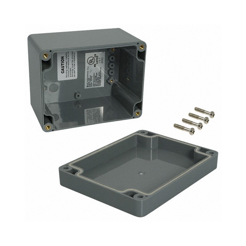 1 pcs : PN-1328-DG - Box Plastic, ABS Gray Cover Included 4.528' L x 3.543' W (115.01mm x 89.99mm) X 3.151' (80.04mm)