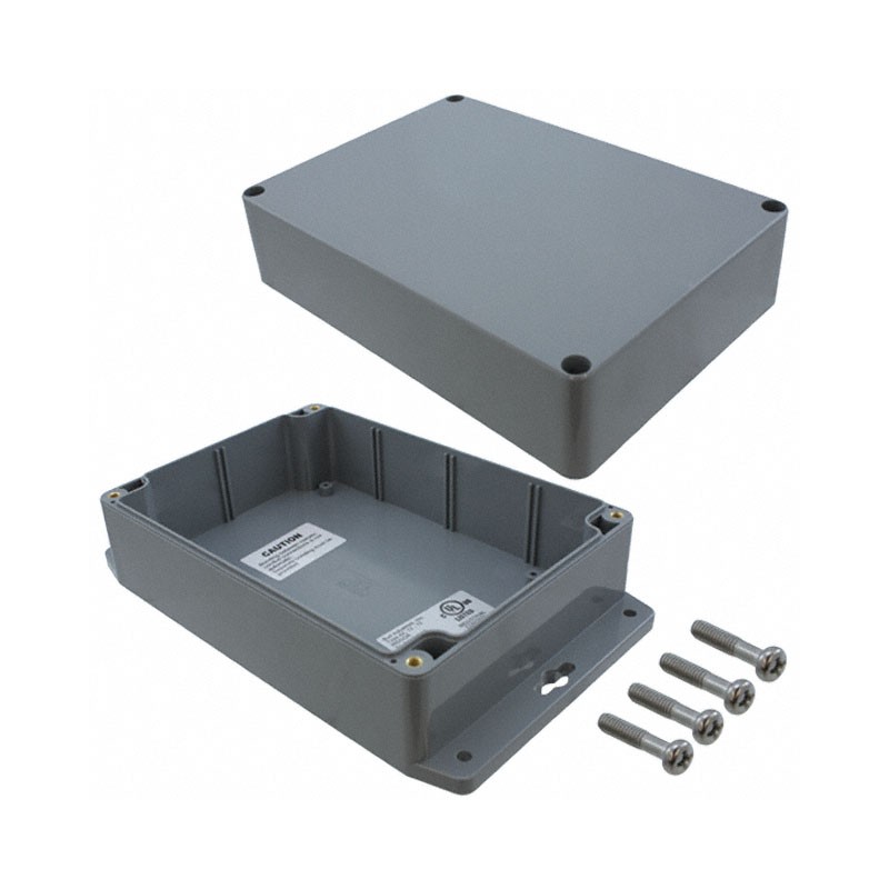 1 pcs : PN-1327-DGMB - Box Plastic, ABS Gray Cover Included 6.732' L x 4.764' W (170.99mm x 121.01mm) X 3.150' (80.00mm)