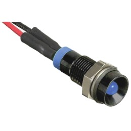 1 pcs - RS PRO Blue Panel Mount Indicator, 24V dc, 6mm Mounting Hole Size, Lead Wires Termination, IP67