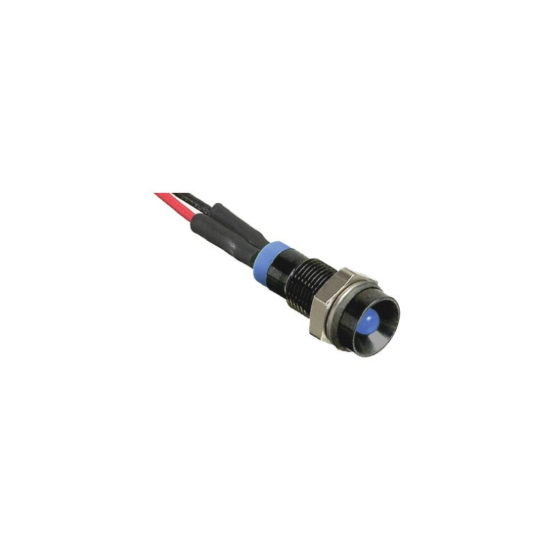 1 pcs - RS PRO Blue Panel Mount Indicator, 24V dc, 6mm Mounting Hole Size, Lead Wires Termination, IP67